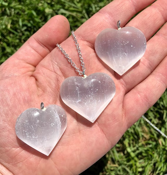 PENDENTIFS COEUR SELENITE